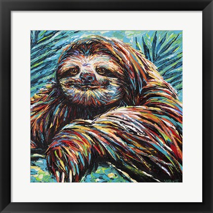 Framed Painted Sloth I Print