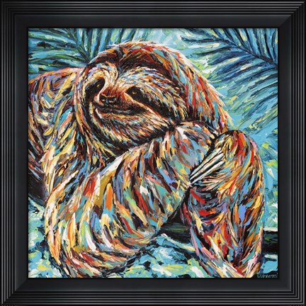 Framed Painted Sloth II Print