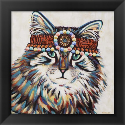 Framed Hippie Cat II Print