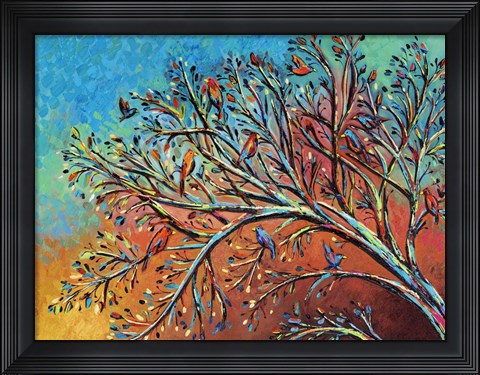 Framed Sunrise Treetop Birds I Print