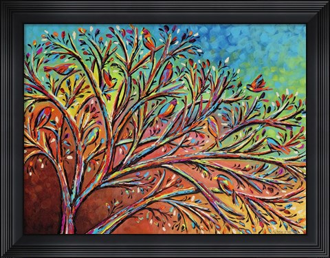 Framed Sunrise Treetop Birds II Print