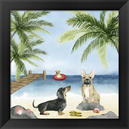 Framed Dogs on Deck I Print