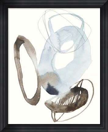 Framed Blue &amp; Umber Rounds I Print