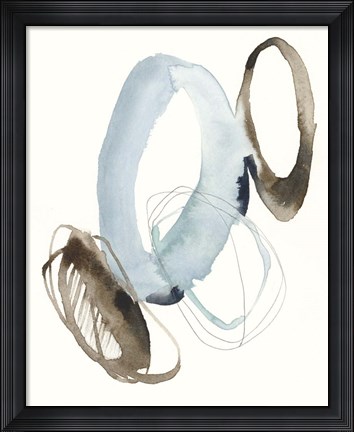 Framed Blue &amp; Umber Rounds II Print