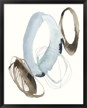 Framed Blue &amp; Umber Rounds II Print