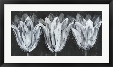 Framed White Trio on Black I Print