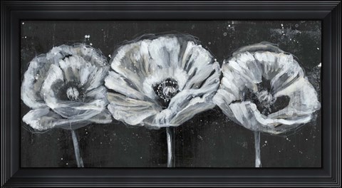 Framed White Trio on Black II Print