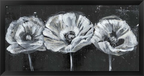 Framed White Trio on Black II Print