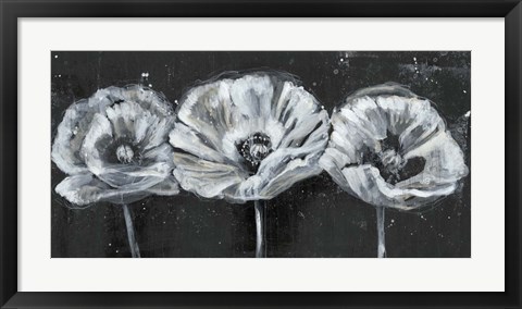 Framed White Trio on Black II Print