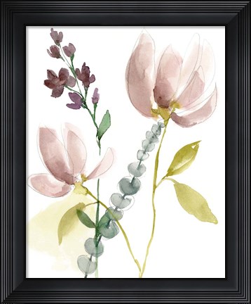 Framed Pastel Flower Composition I Print