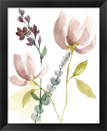 Framed Pastel Flower Composition I Print