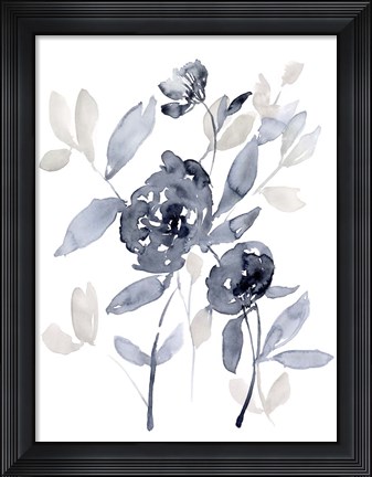 Framed Peonies in Grey I Print