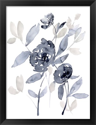 Framed Peonies in Grey I Print