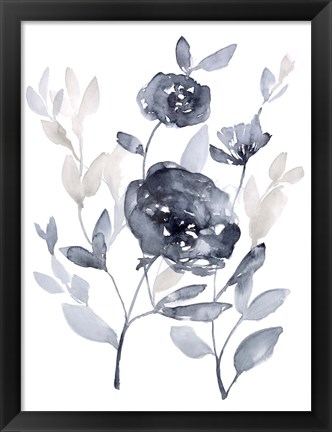 Framed Peonies in Grey II Print