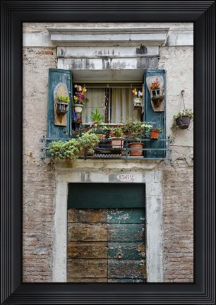 Framed Italian Window Flowers I Print