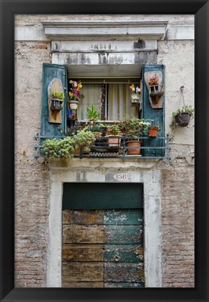 Framed Italian Window Flowers I Print