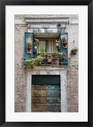 Framed Italian Window Flowers I Print