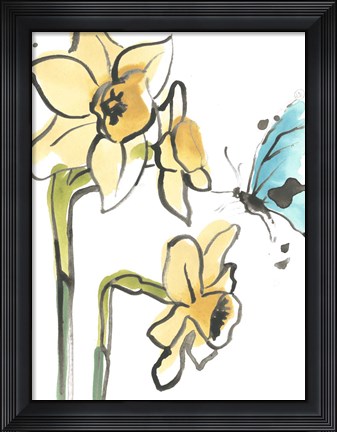 Framed Ink Wash Garden I Print