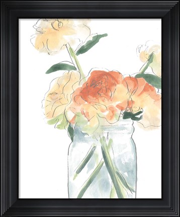 Framed Soft Posy Sketch I Print