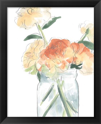 Framed Soft Posy Sketch I Print