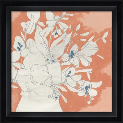 Framed Terracotta Flowers I Print