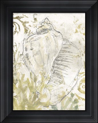 Framed Verdant Shell Fresco I Print