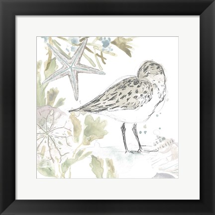 Framed Seaside Sandpipers I Print