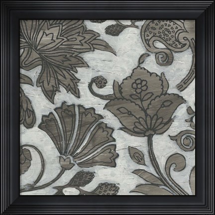 Framed Barnwood Chintz I Print