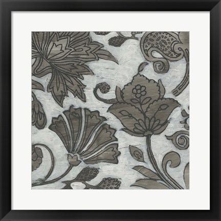 Framed Barnwood Chintz I Print