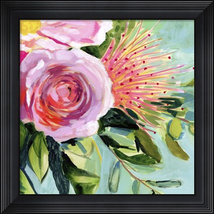 Framed Brushy Floral I Print