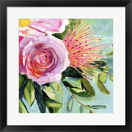 Framed Brushy Floral I Print