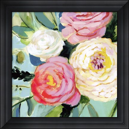 Framed Brushy Floral II Print