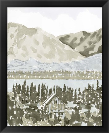 Framed Watercolor Mountain Retreat I Print