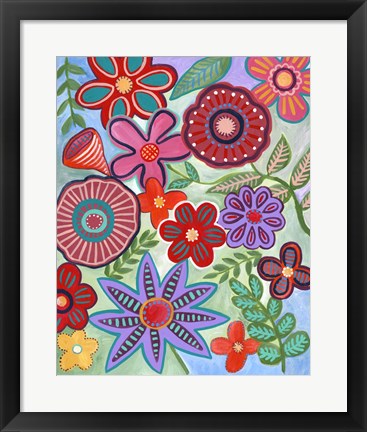 Framed Colorful Flores I Print