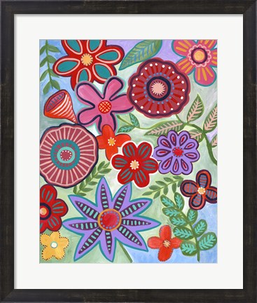 Framed Colorful Flores I Print