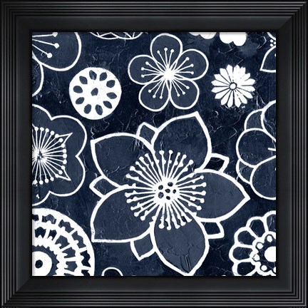 Framed Navy Cascade I Print