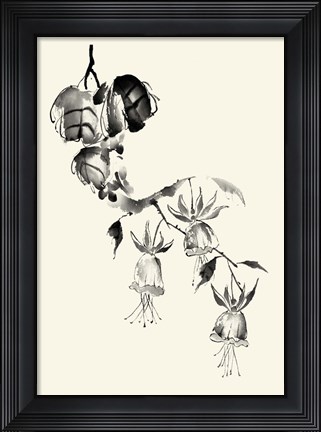Framed Ink Wash Floral VIII - Fuchsia Print