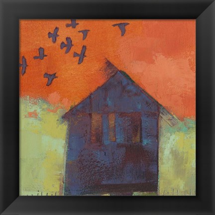 Framed Bird Barn II Print