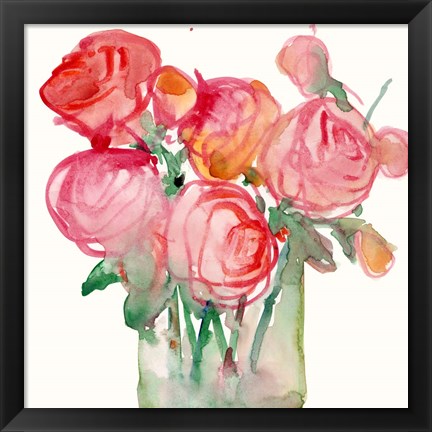 Framed Cottage Roses I Print