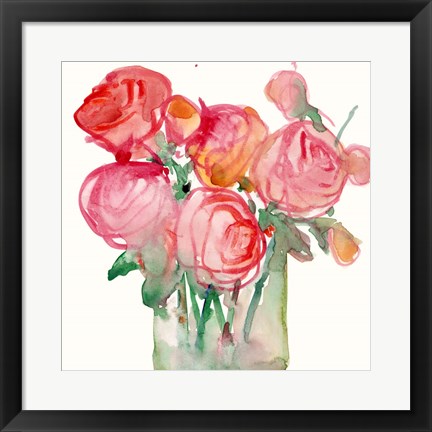 Framed Cottage Roses I Print