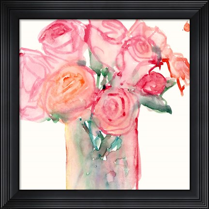 Framed Cottage Roses II Print