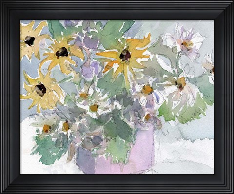 Framed Daisies &amp; Black Eyed Susans II Print