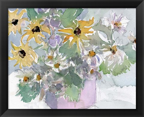 Framed Daisies &amp; Black Eyed Susans II Print