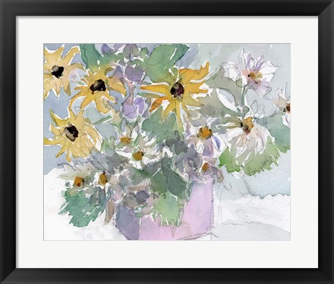 Framed Daisies &amp; Black Eyed Susans II Print