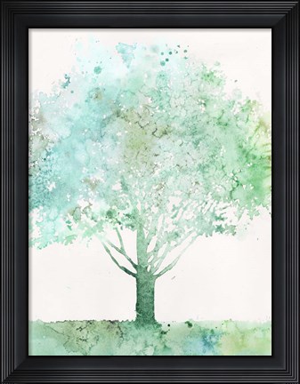 Framed Aquamarine Tree I Print