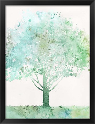 Framed Aquamarine Tree I Print