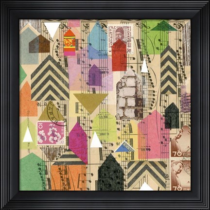 Framed Stamped Houses I Print