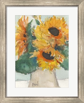 Framed Rustic Sunflowers I Print