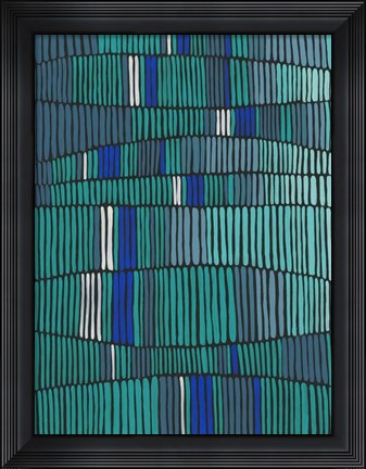 Framed Teal Tribal I Print