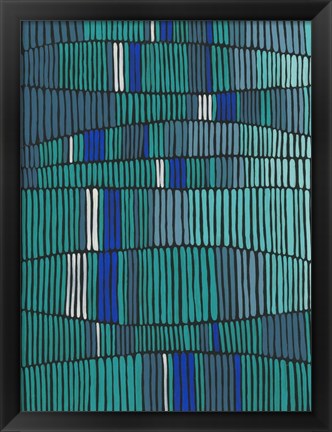 Framed Teal Tribal I Print